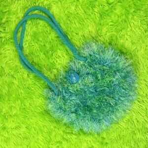 y2k Blue Green Fuzzy Handbag, Lined